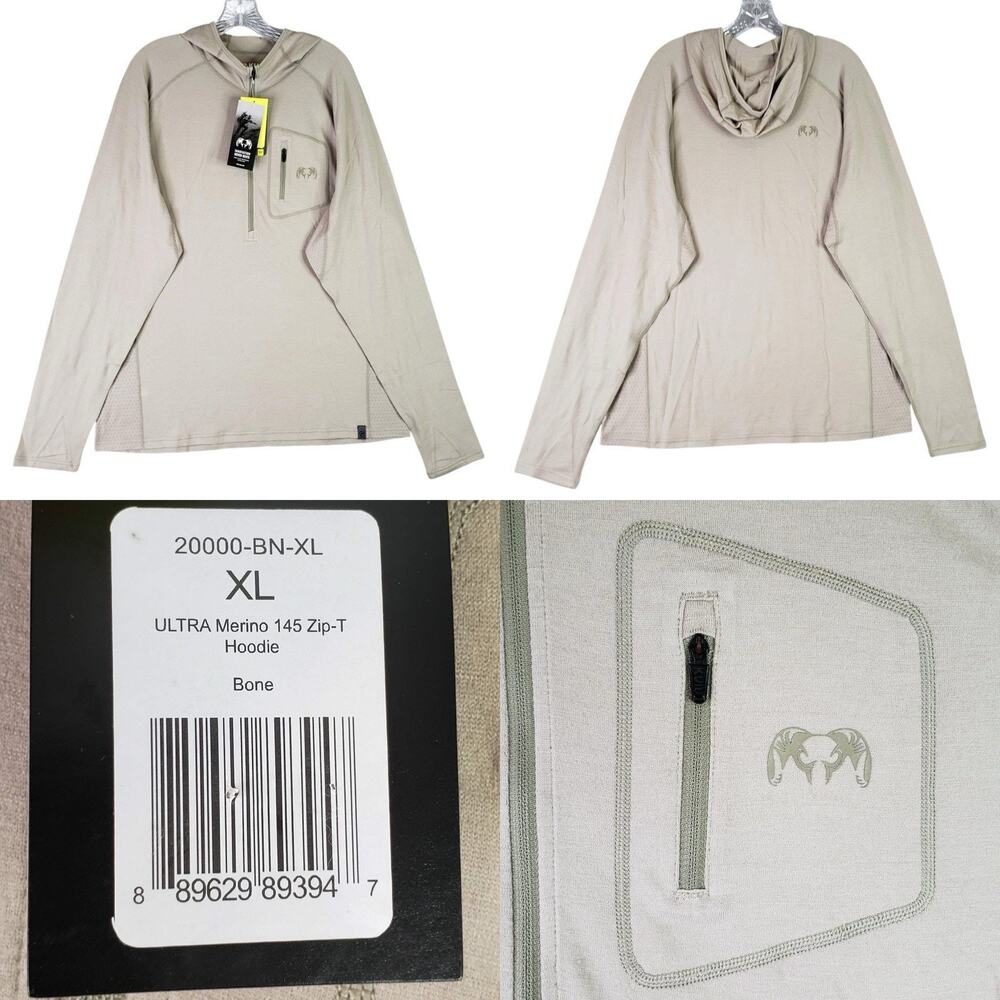 KUIU Hoodie Ultra Merino 120 Lt LS Color Bone Mens Size XL Baselayer Hunting New